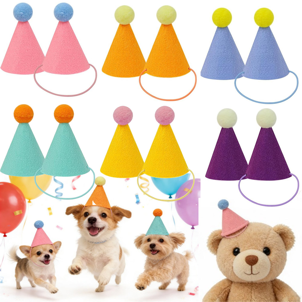 Party Hat Cone - 3/6pcs Pet Party Hat Colorful Mini