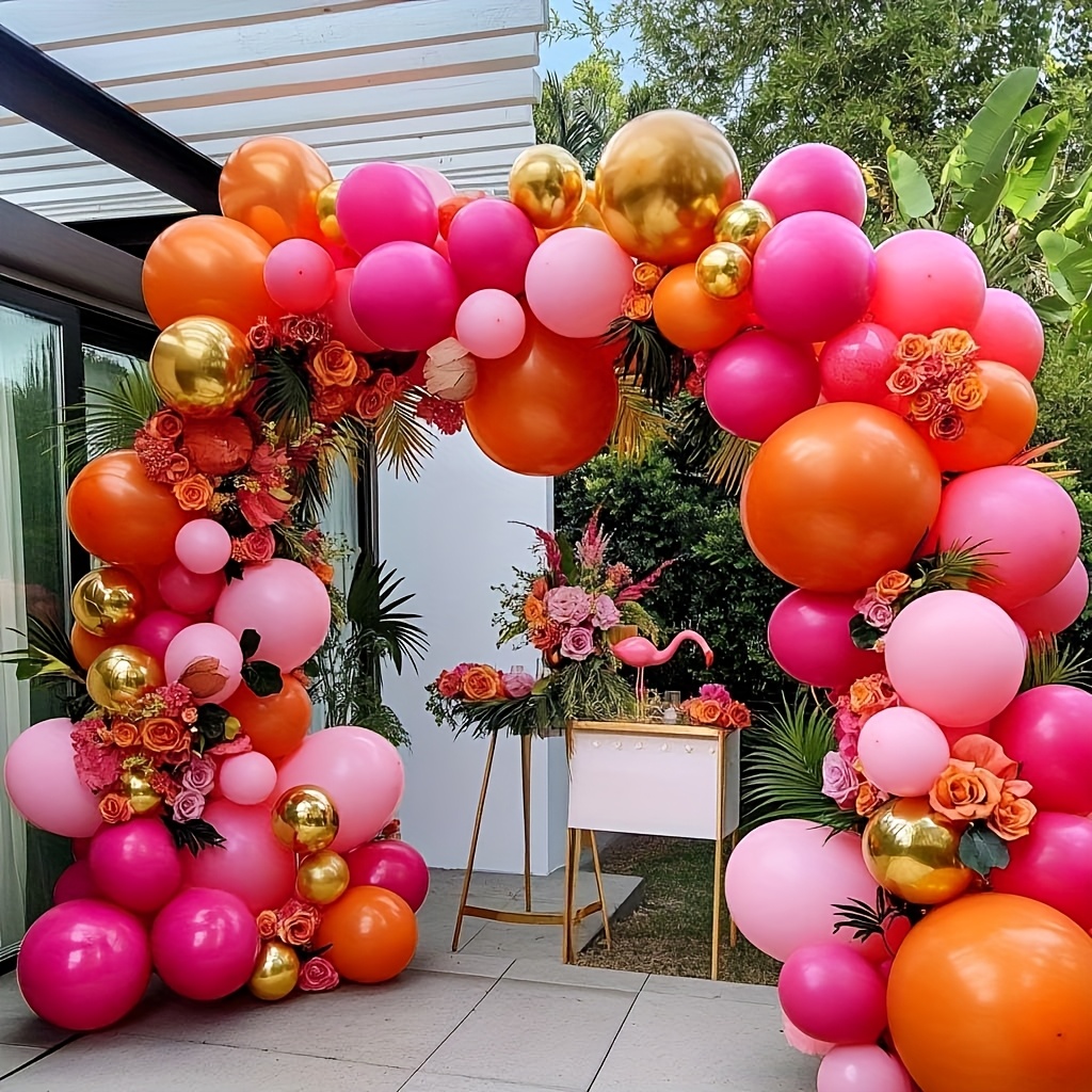 Balloon Arch Kit - 126pcs Hot Pink Orange Balloon Garland,