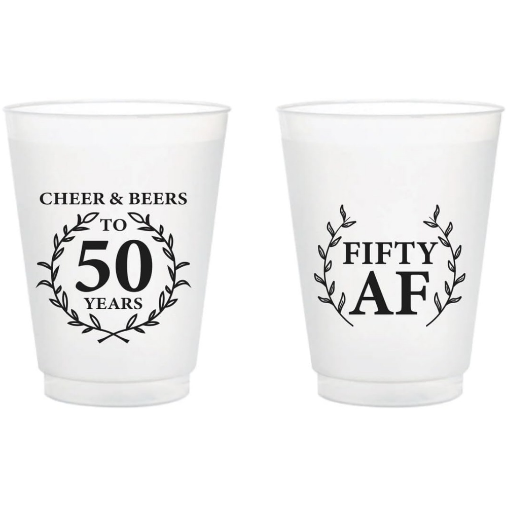 Plastic Cup 50Pcs - 10/50 Personalized Frosted Plastic Cups, 50th