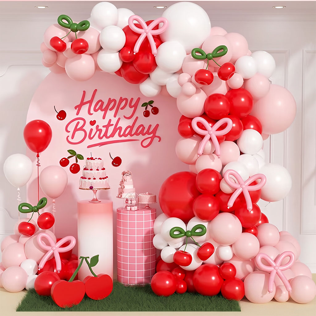 136Pcs Cherry Shaped Balloon G - Balloon Arch Kit recension och pris