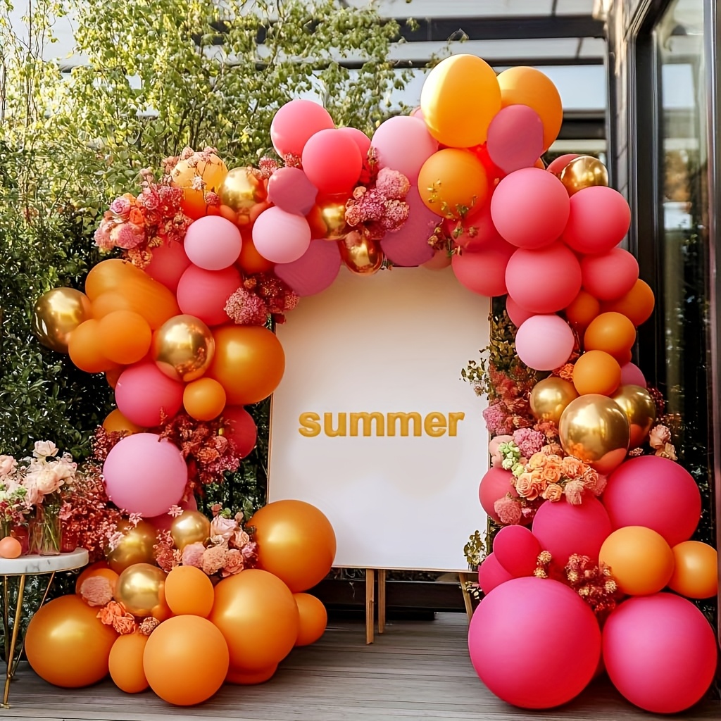 126pcs Hot Pink Orange Balloon - Balloon Arch Kit recension och pris