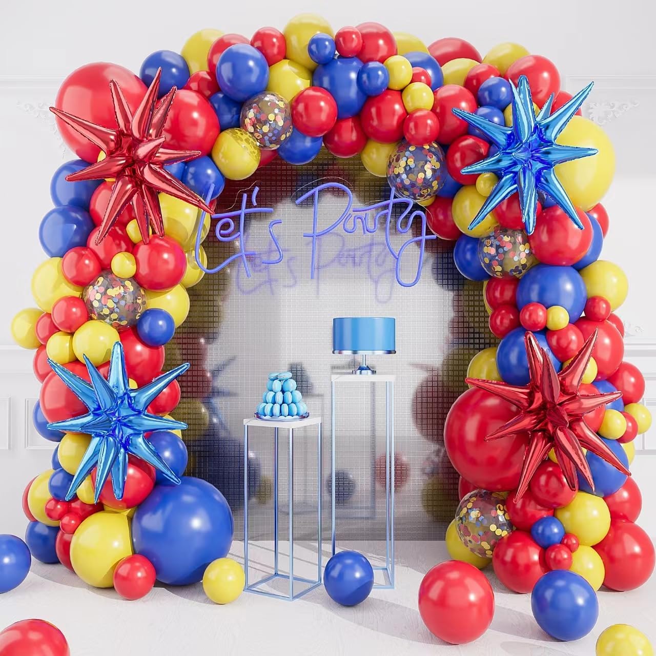 123Pcs Blue Yellow Red Balloon - Balloon Arch Kit recension och pris