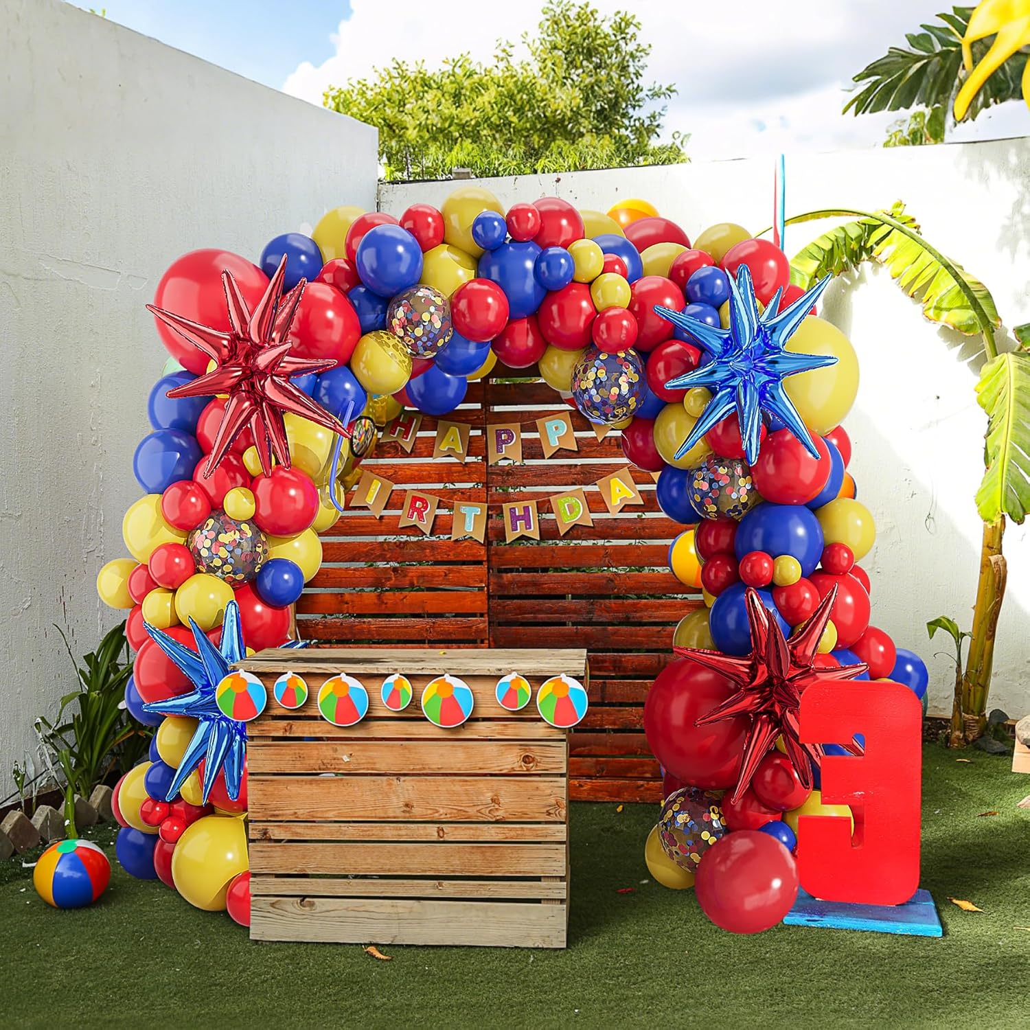 123Pcs Blue Yellow Red Balloon - Balloon Arch Kit recension och pris