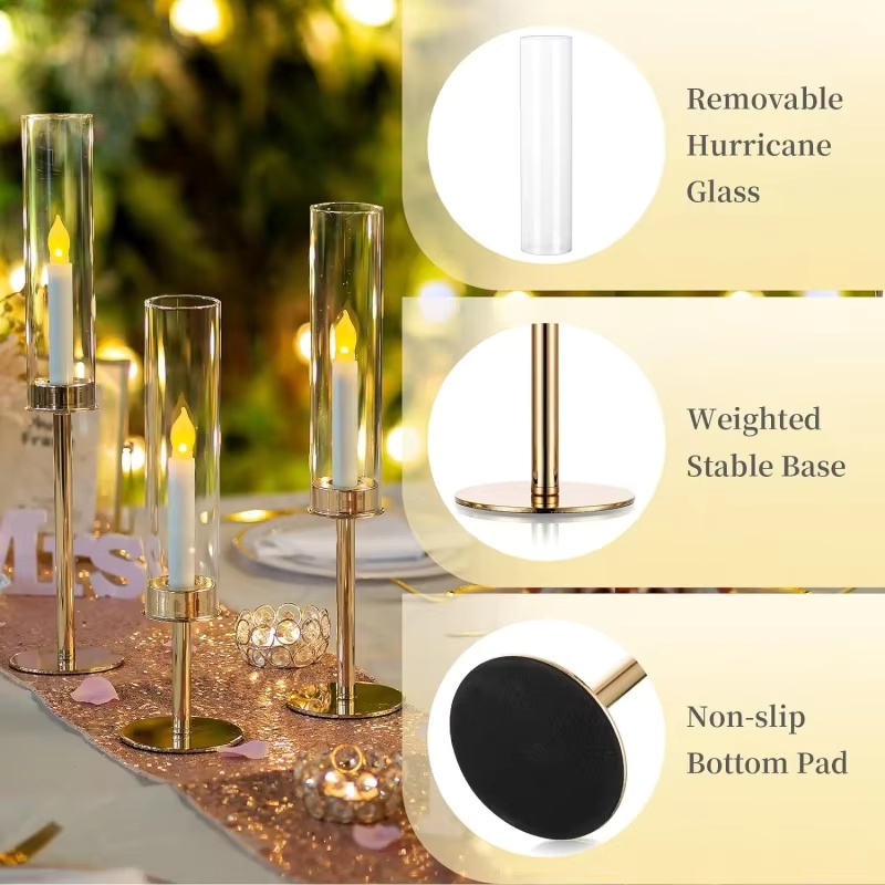 Gold Hurricane Candle Holders  - Centerpiece Stick recension och pris