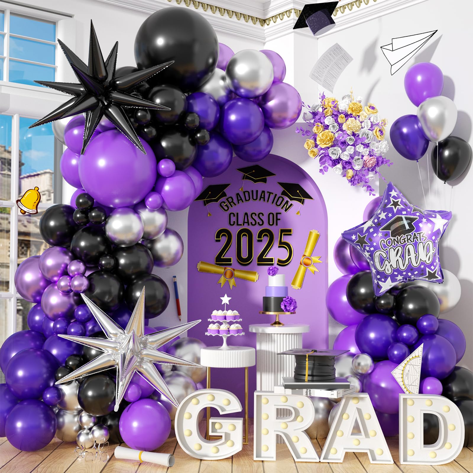 118Pcs Purple Black Silver Bal - Balloon Arch Kit recension och pris