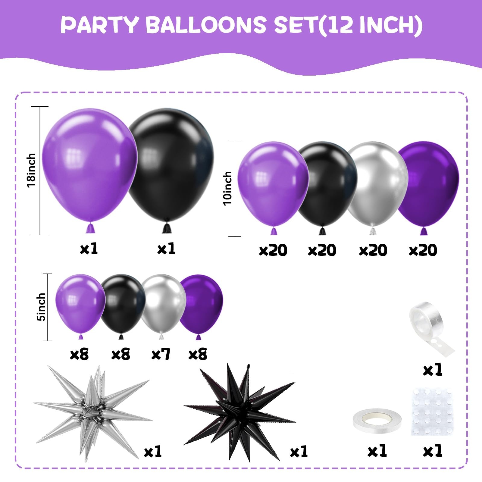 118Pcs Purple Black Silver Bal - Balloon Arch Kit recension och pris